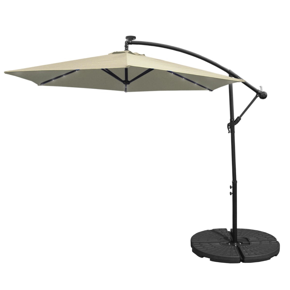 Guarda-chuva Cantilever LED 3m com Base Redonda - Creme