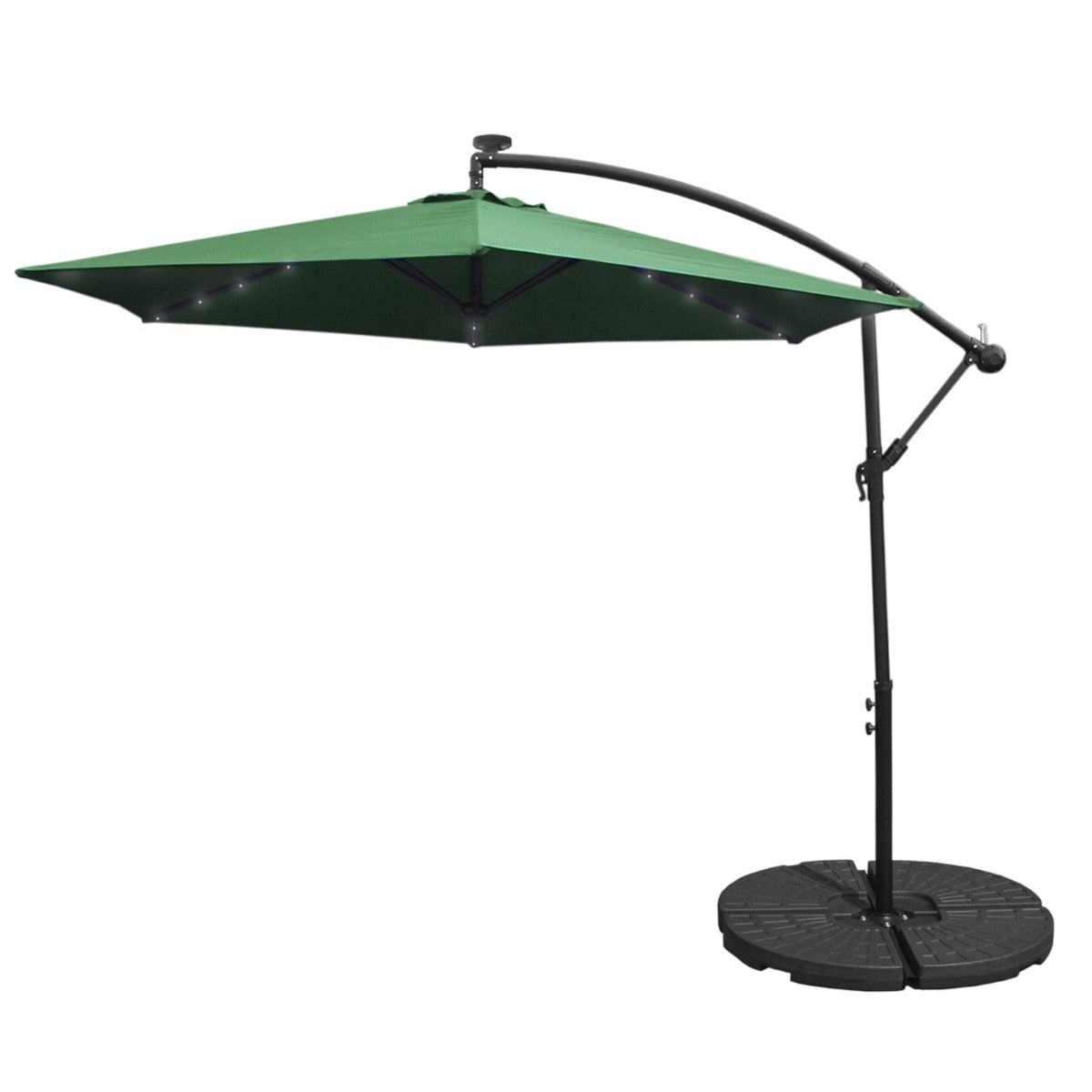 Guarda-chuva Cantilever LED 3m com Base Redonda - Verde