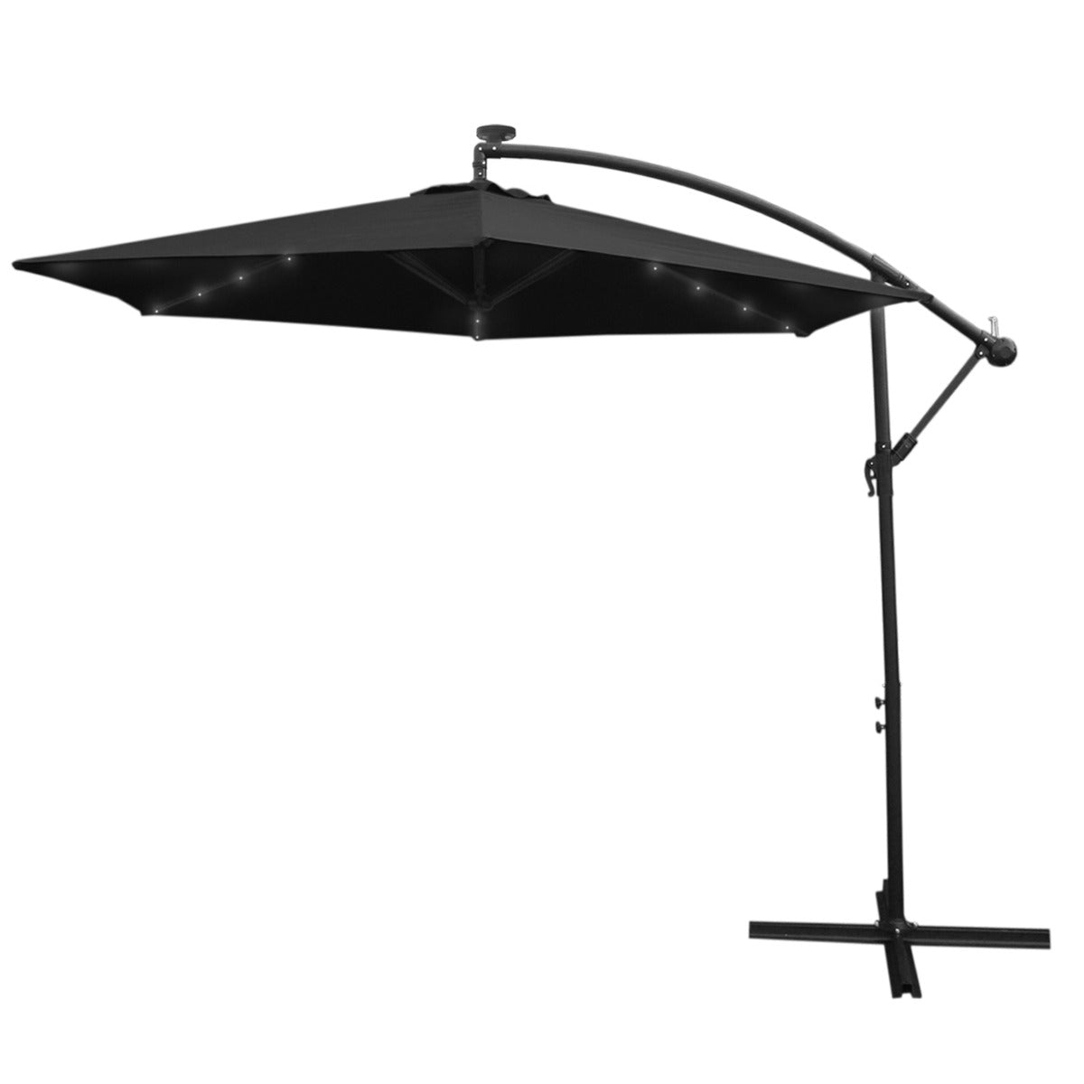 Guarda-chuva Cantilever 3m com Luzes LED - Preto
