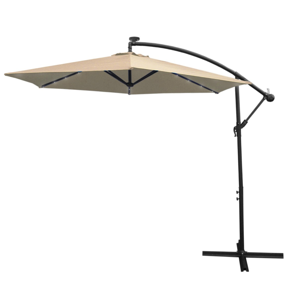 Guarda-chuva Cantilever 3m com Luzes LED - Bege
