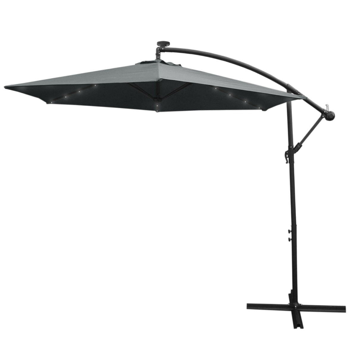 Guarda-chuva Cantilever 3m com Luzes LED - Cinza