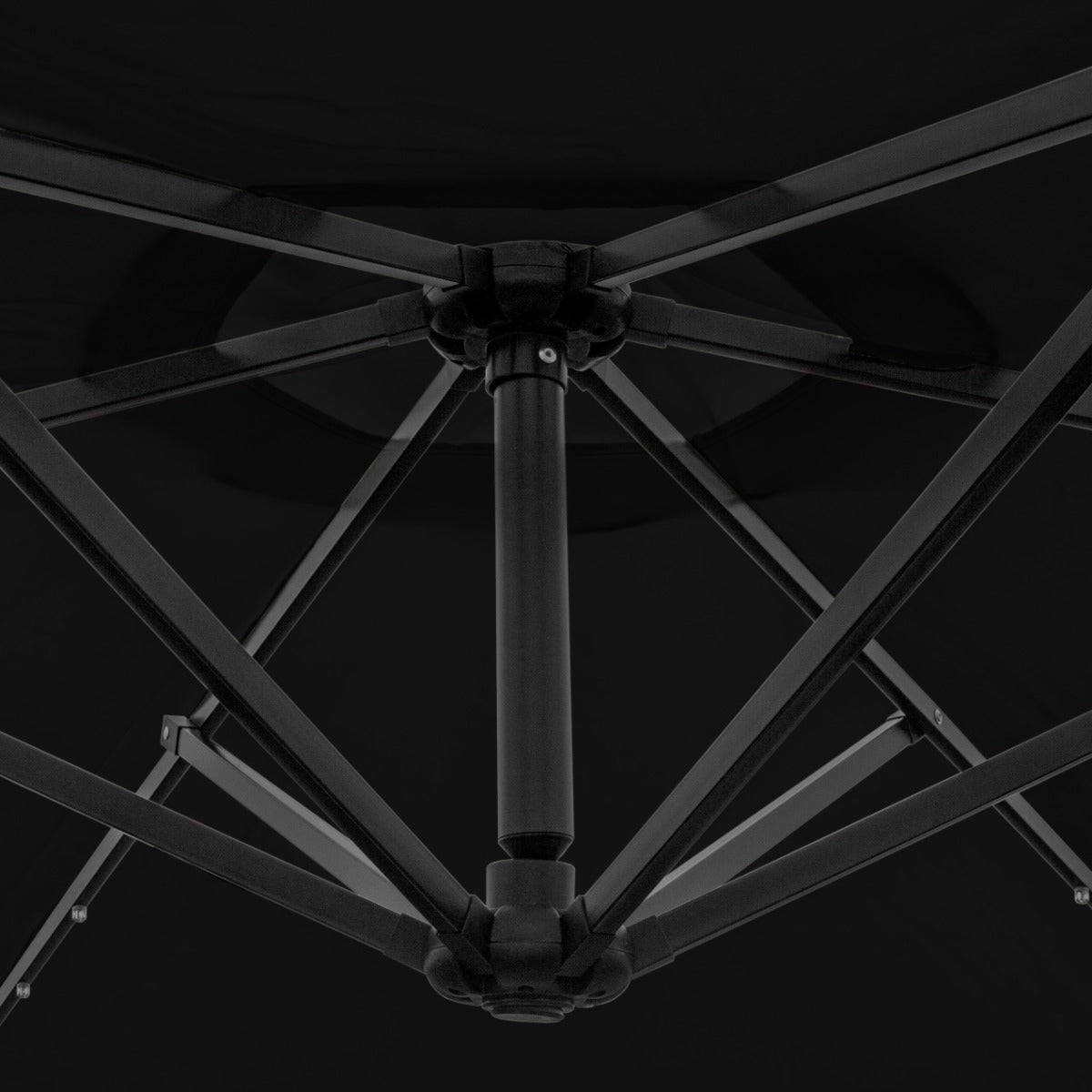 Guarda-sol Cantilever 3m com Luzes LED e Base Quadrada - Preto