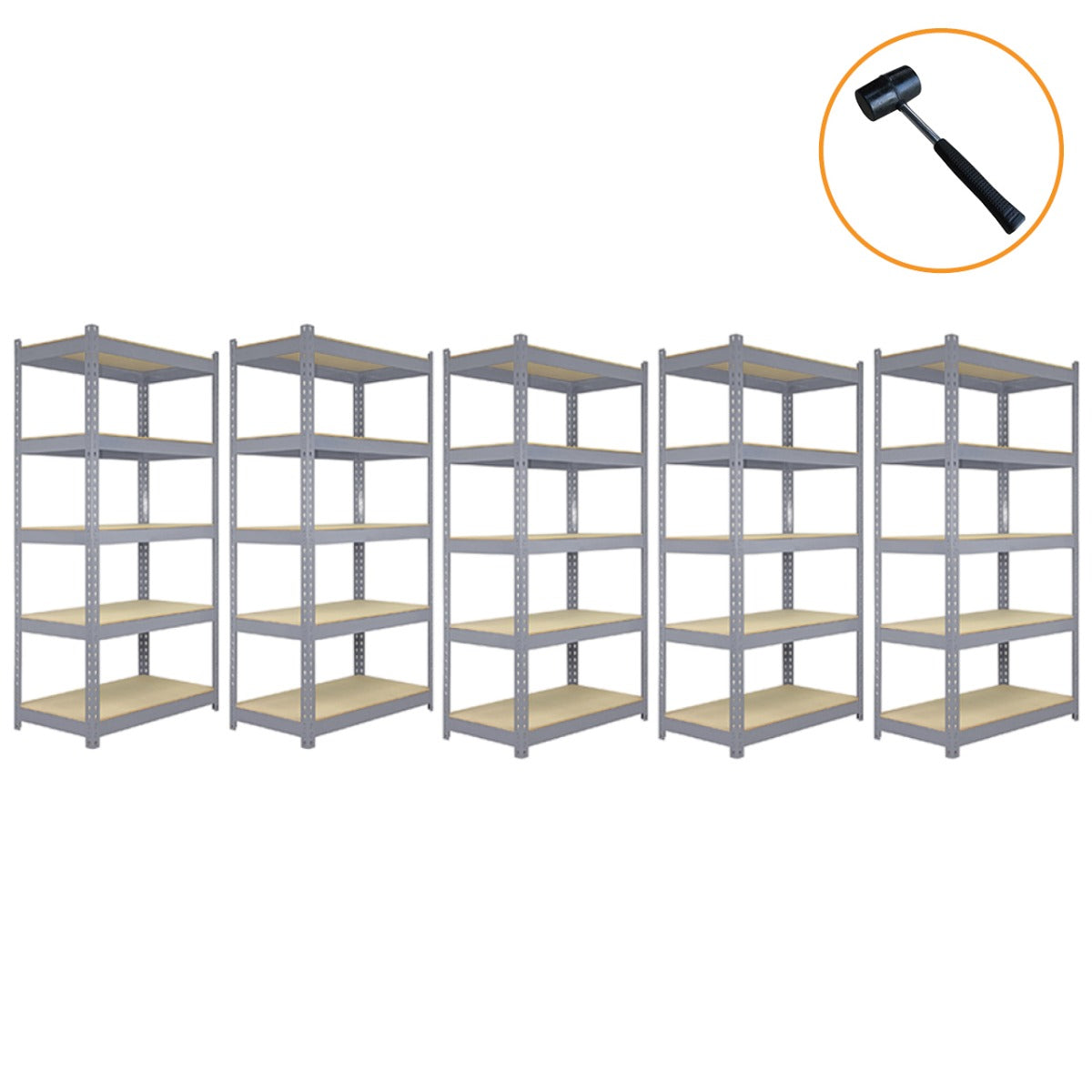 10 x prateleiras de metal Q-Rax, cinza, 90 x 50 x 180 cm