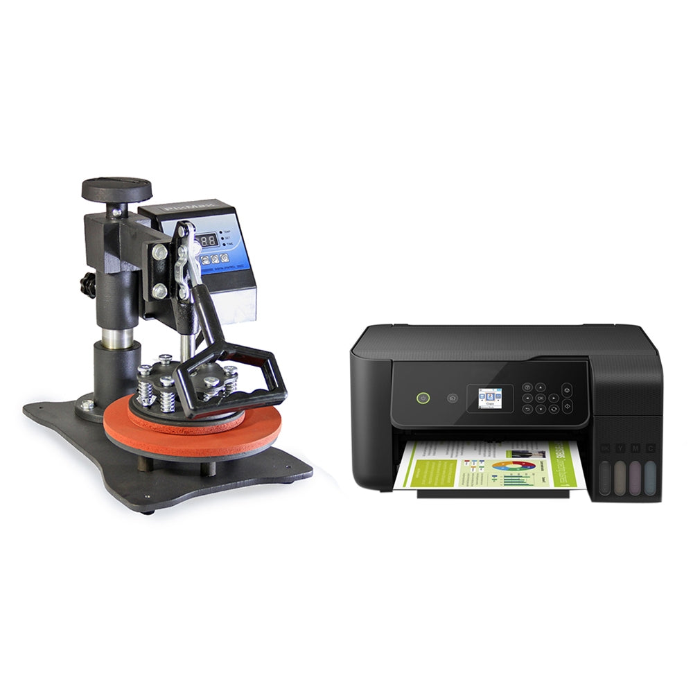 Prensa térmica PixMax com fita térmica para placas de sublimação e impressora