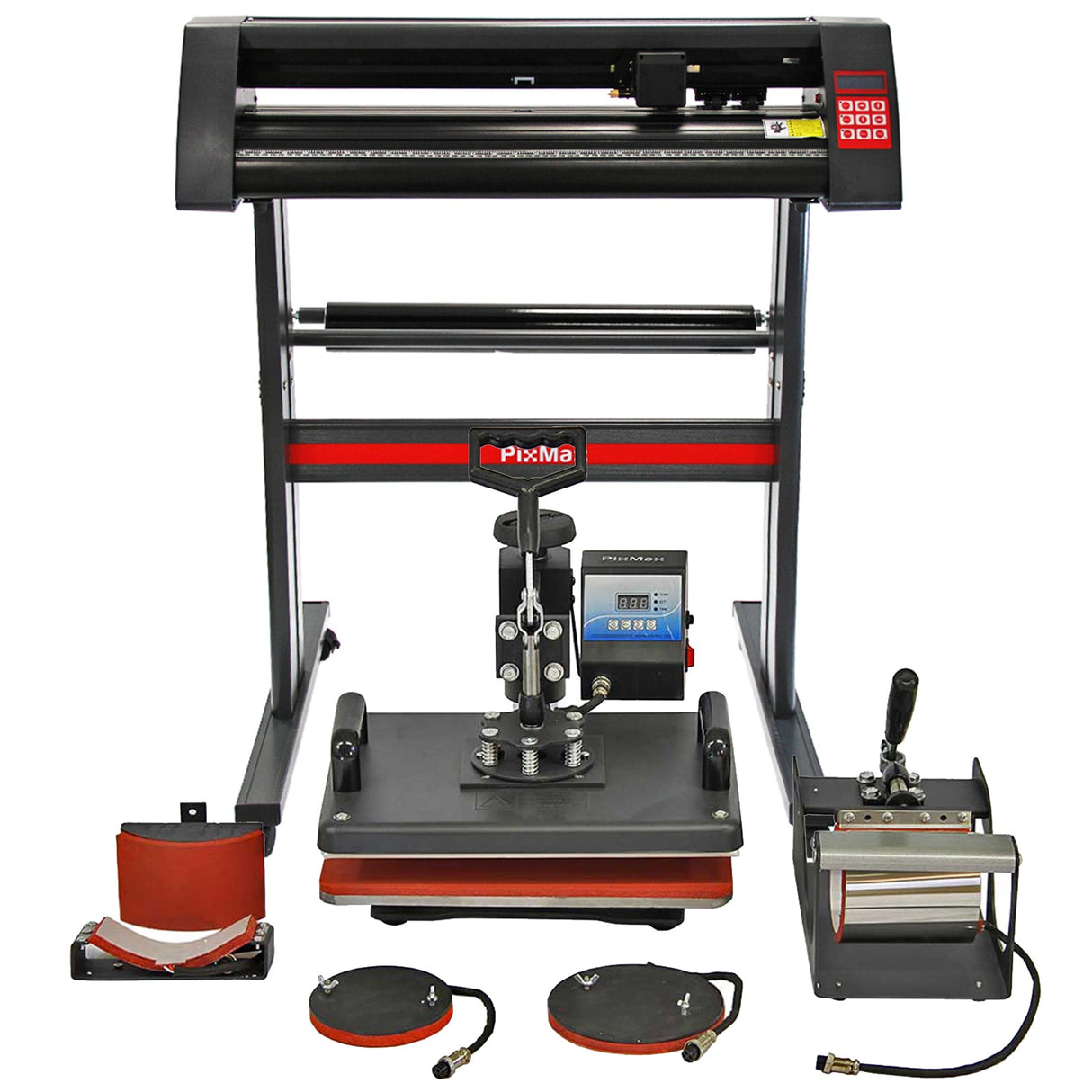 Conjunto de prensa térmica PixMax com plotter para corte de vinil
