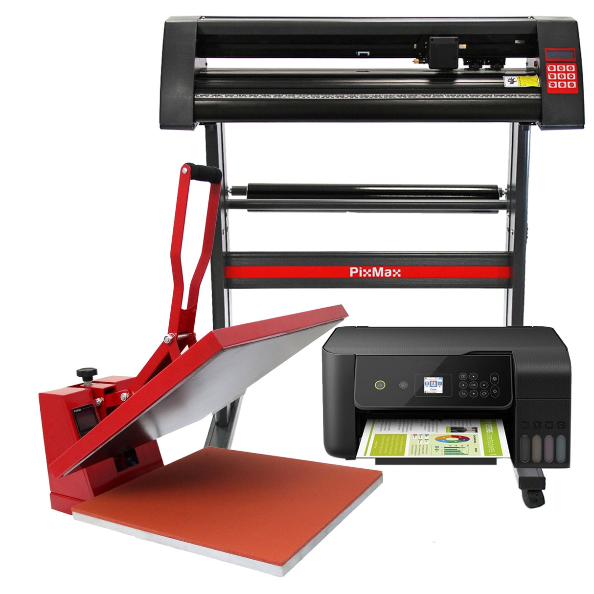 Kit plotter de corte de vinil SignCut Pro, prensa térmica de 50 cm e impressora