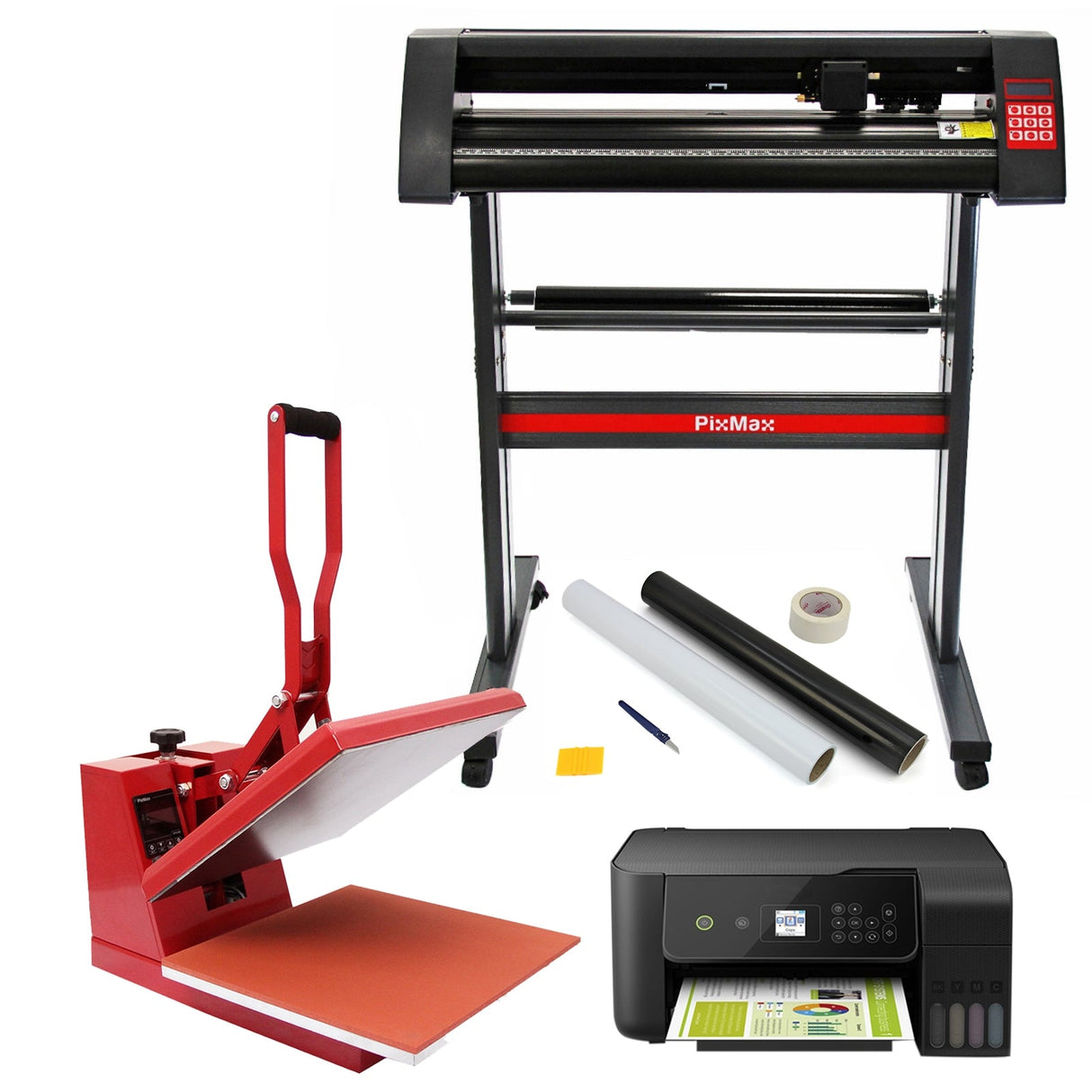 Plotter de corte de vinil + impressora +prensa de 38 cm