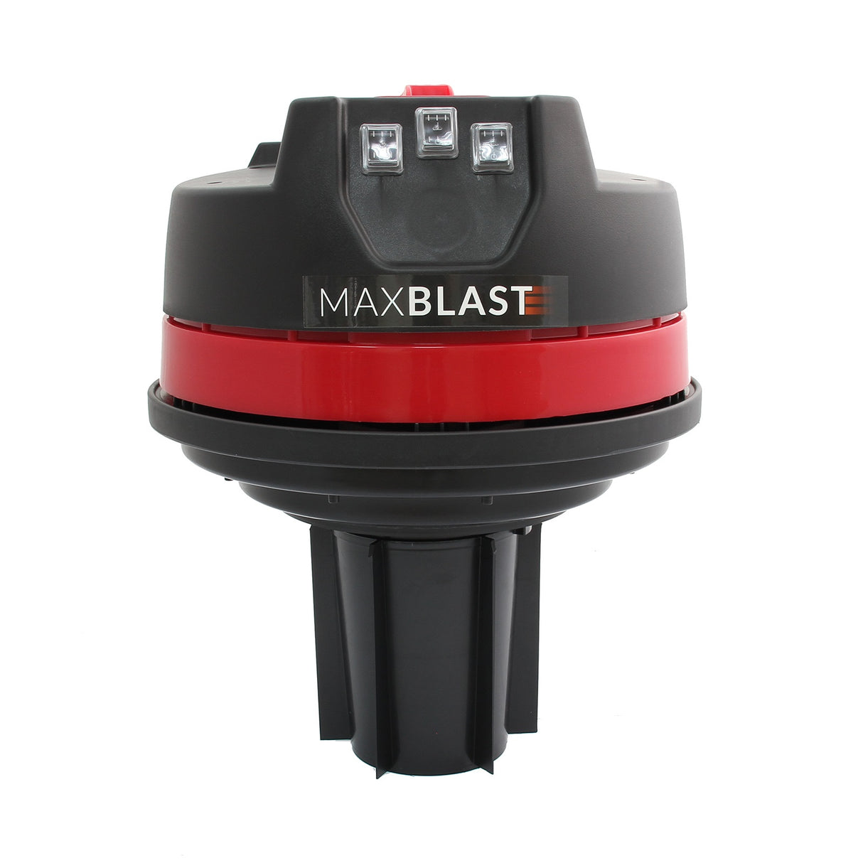 Aspirador comercial MAXBLAST de 80 litros, com design robusto em preto e vermelho, ideal para limpeza eficiente em ambientes grandes