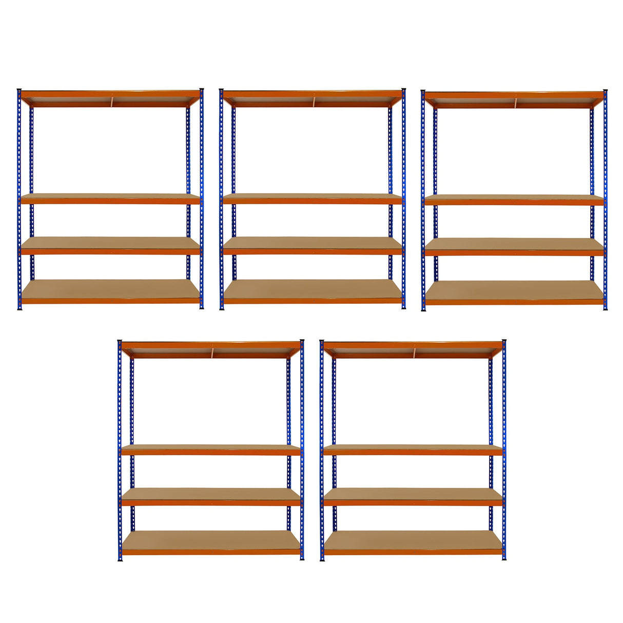 5 Prateleiras S-Rax em Aço Inox Sem Parafusos Azul e Laranja 150cm