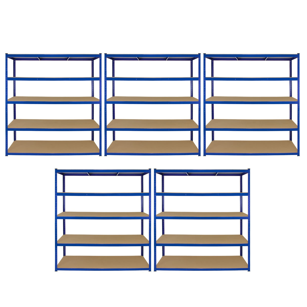 Monster Racking T-Rax 5 x prateleiras de armazenamento extra largas, azul, 160 cm de largura, 60 cm de profundidade