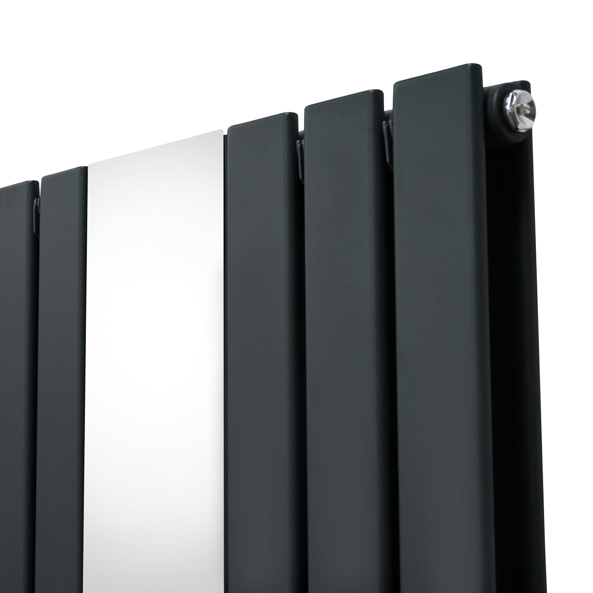 Radiador plano TVR com espelho e válvulas cromadas - 1800 mm x 425 mm - Cinza antracite