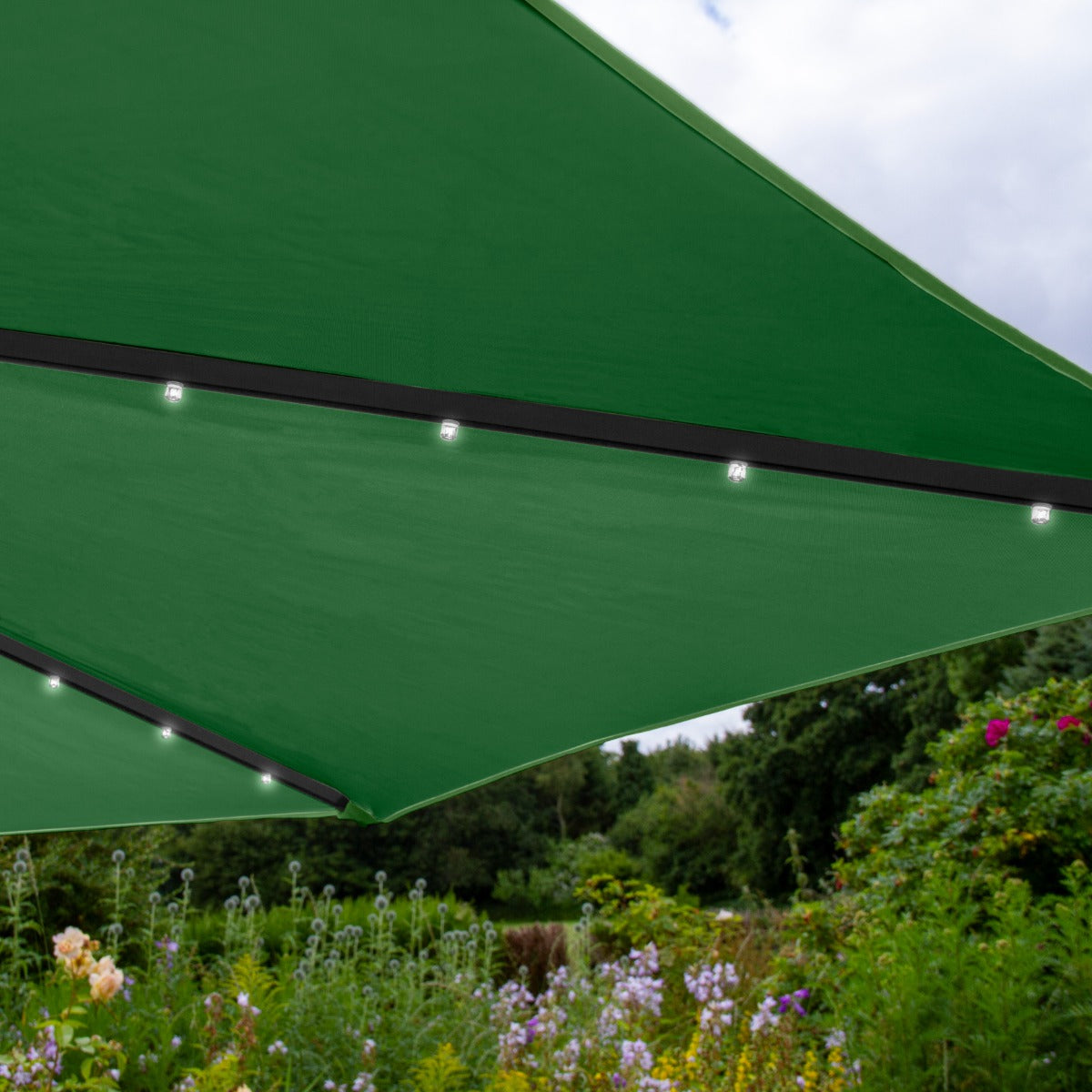 Guarda-chuva Cantilever 3m com Luzes LED - Verde