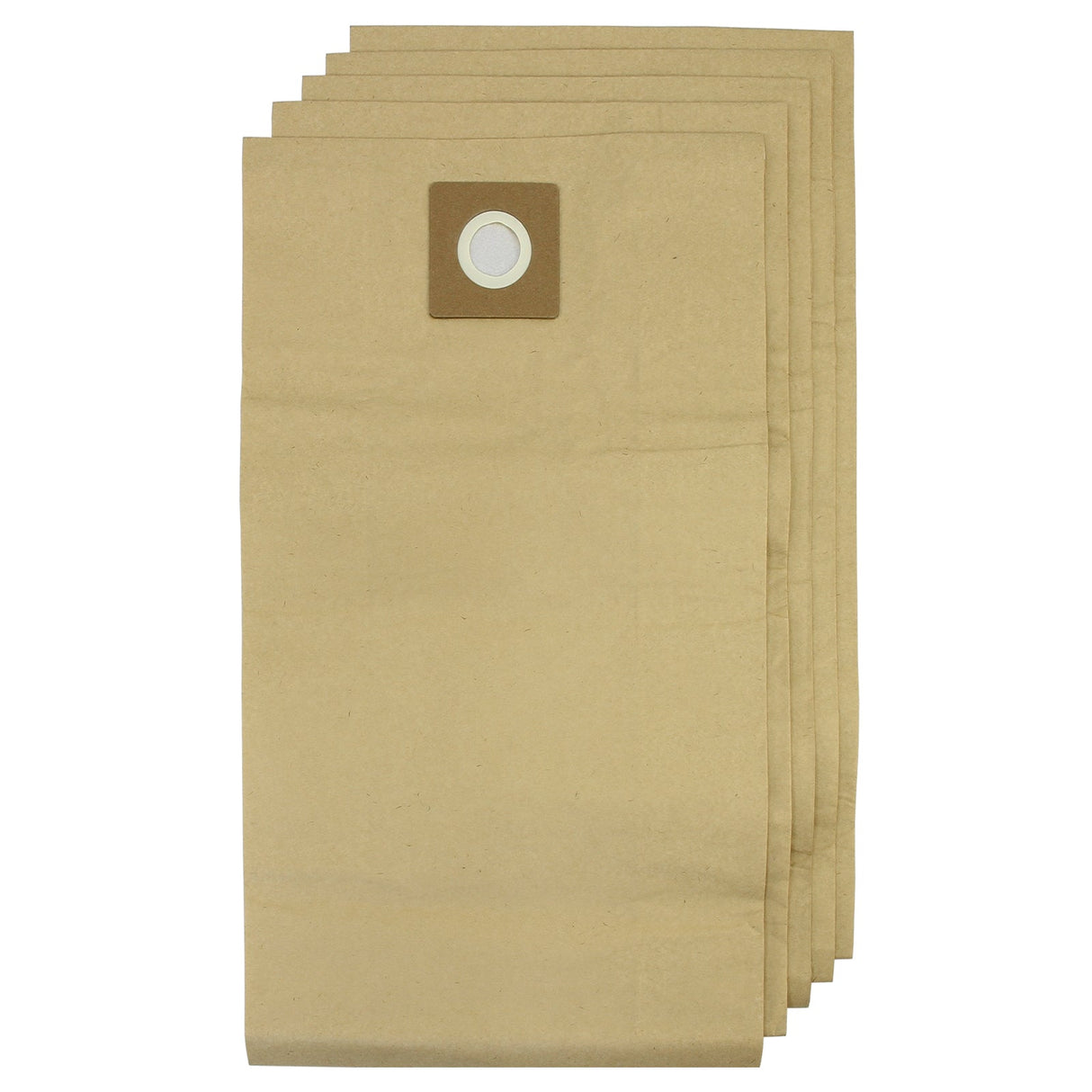 Pacote com 5 sacos de papel marrom para aspirador MAXBLAST de 60 litros, com textura lisa e fecho redondo na parte superior