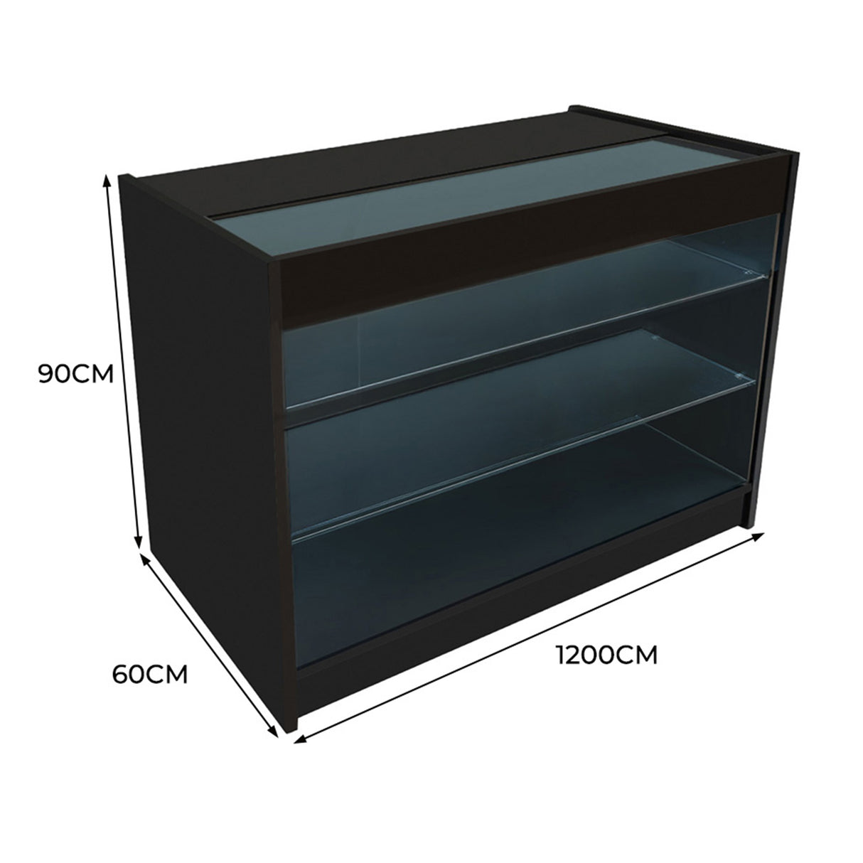 Balcão Comercial com Luz LED K1200 – Preto