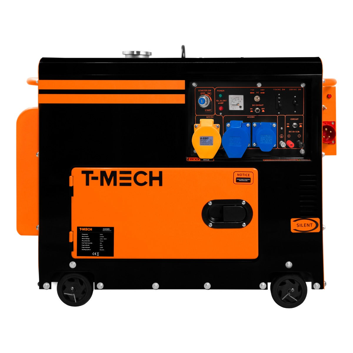 Gerador diesel monofá sico silencioso T-Mech 230V