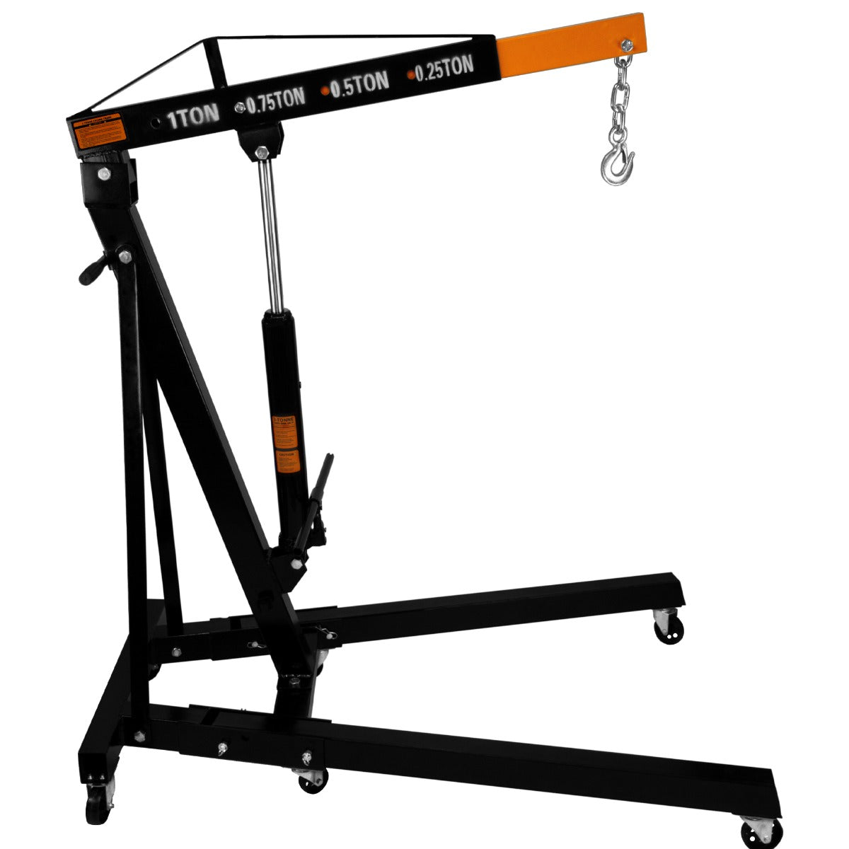 Guindaste motorizado T-Mech de 1 tonelada com pernas dobrá veis, 6 rodas + 4 posições de braço de lança