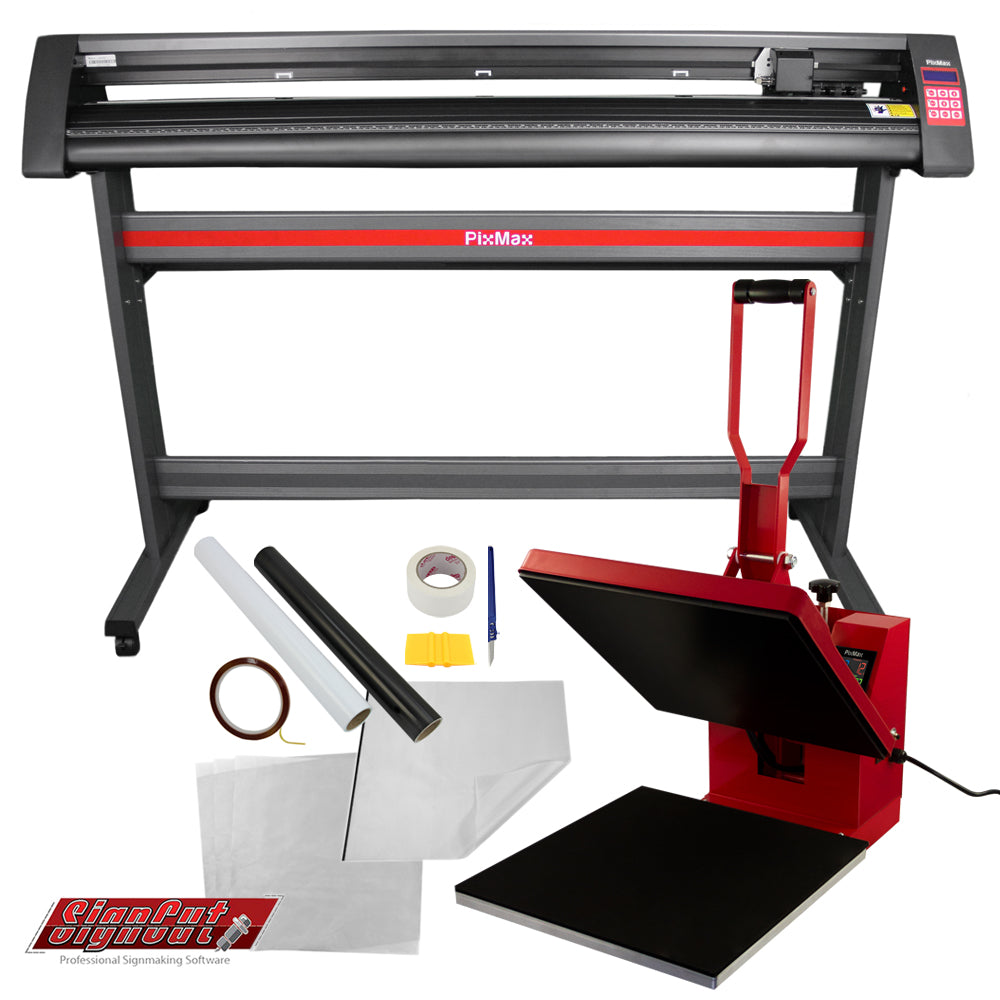 Prensa térmica de 38 cm x 38 cm com plotter de corte de vinil de 1350 mm