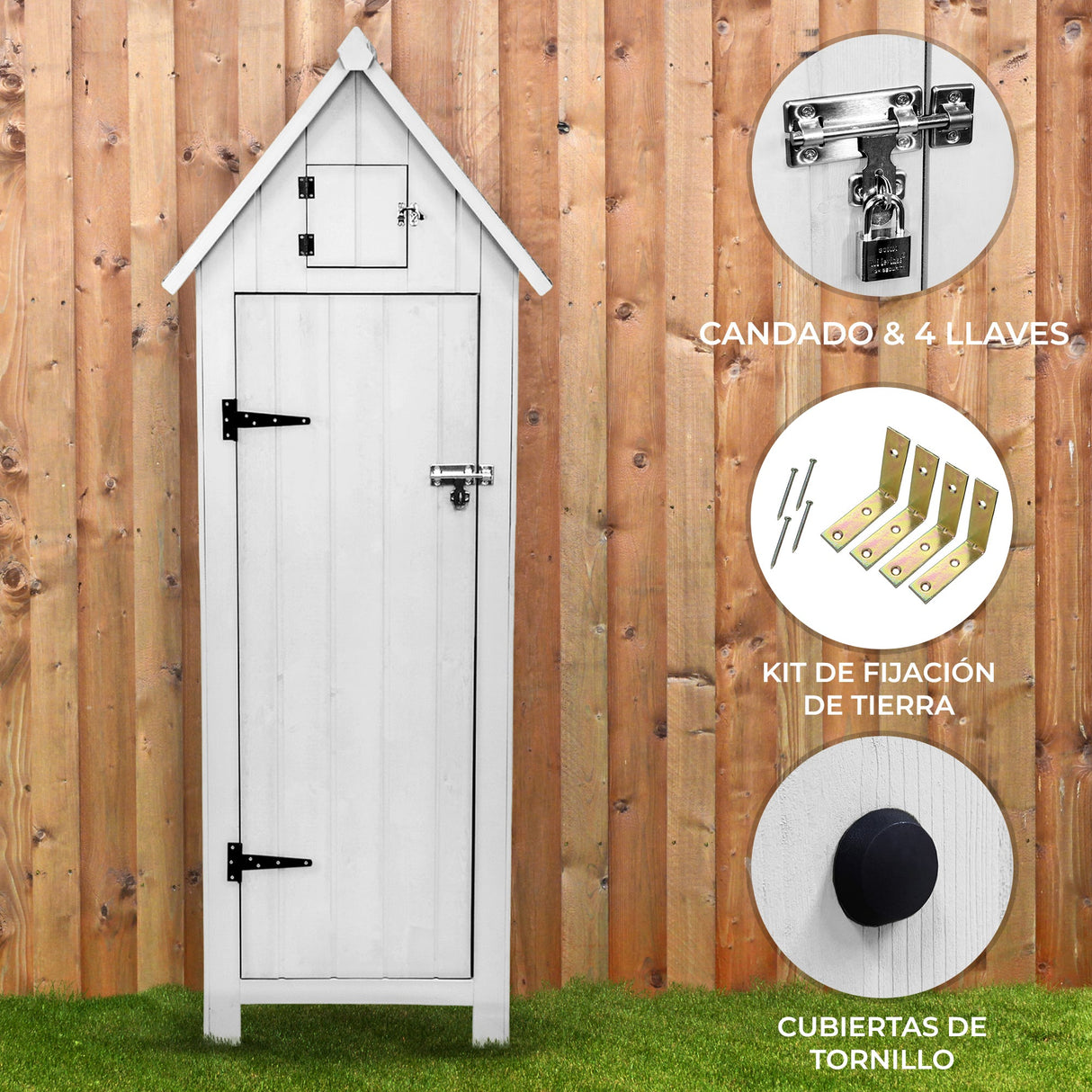 Abrigo de jardim em madeira - branco