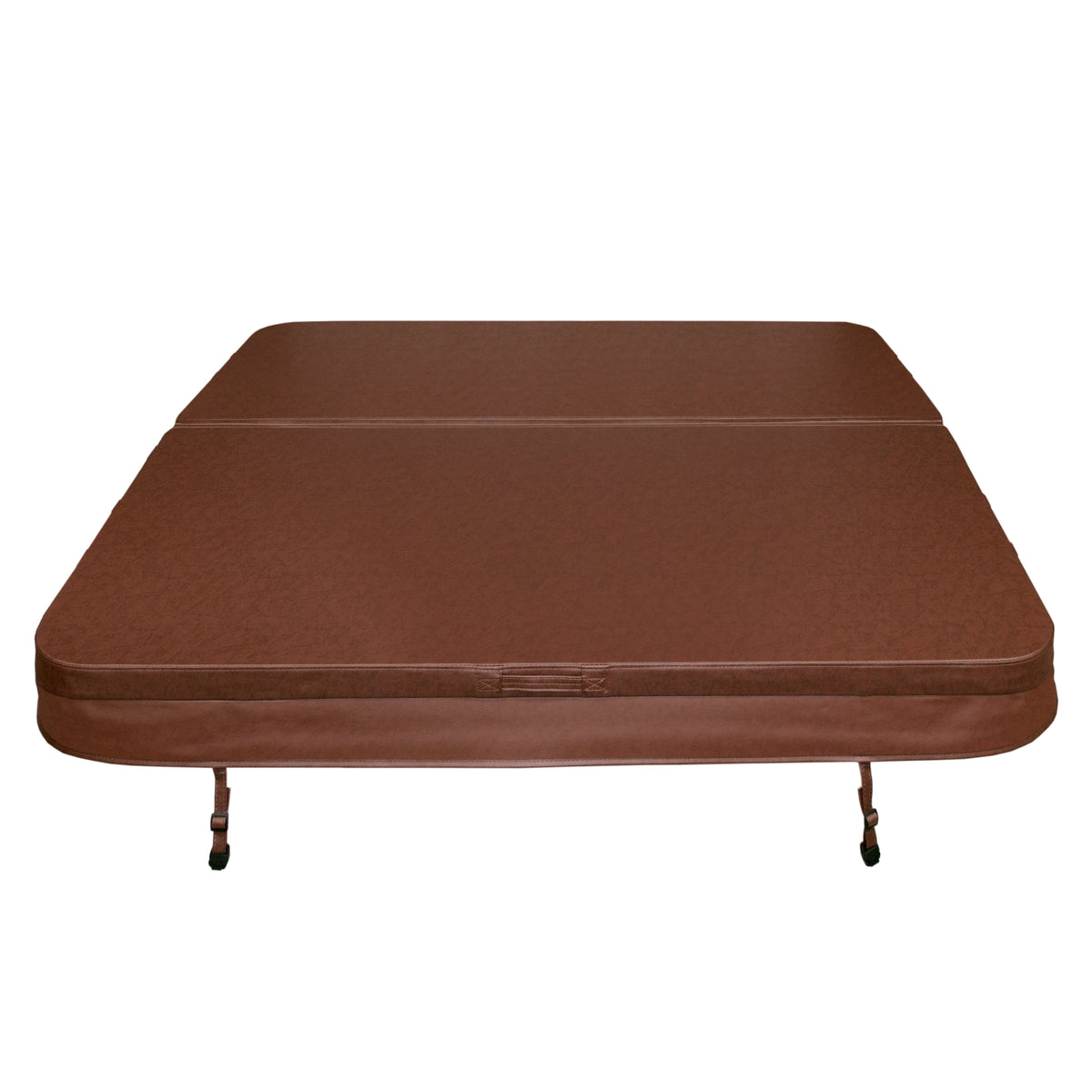 Cobertura castanha para jacuzzi, 2m x 2m, com textura resistente e design prático, ideal para proteção e durabilidade
