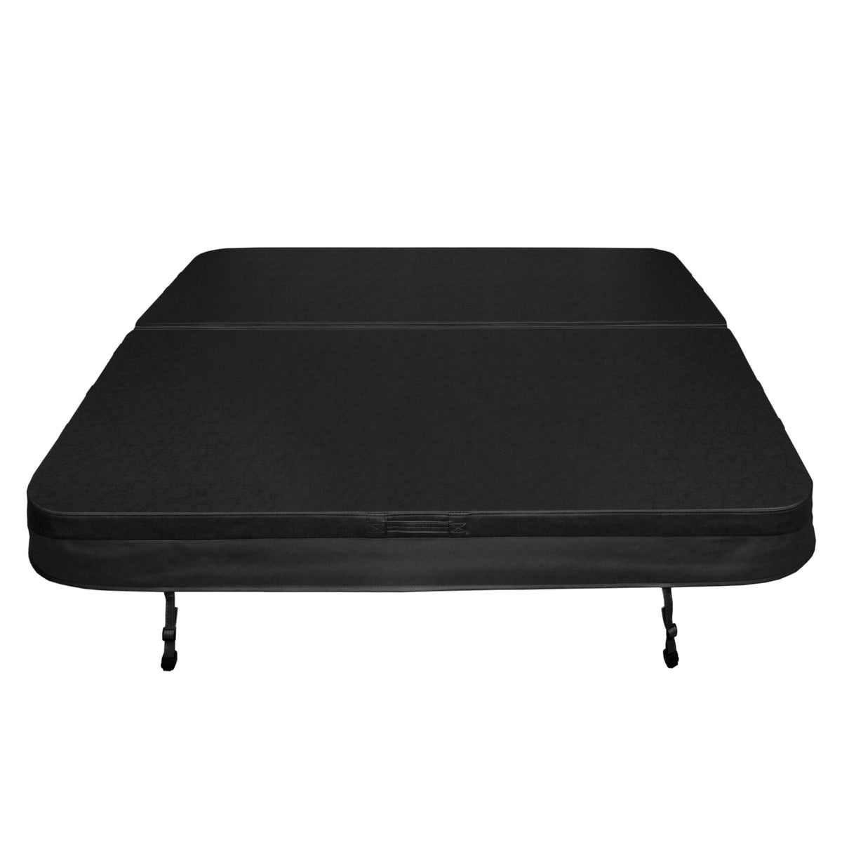 Cobertura preta para jacuzzi de 2m x 2m, com superfície lisa e resistente, ideal para proteção e isolamento térmico