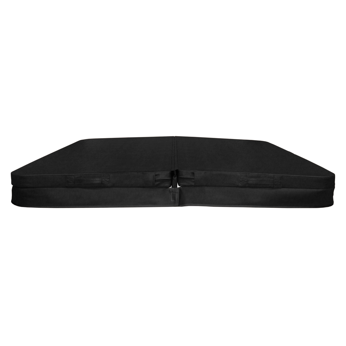 Cobertura preta para jacuzzi de 2m x 2m, com superfície lisa e resistente, ideal para proteção e isolamento térmico
