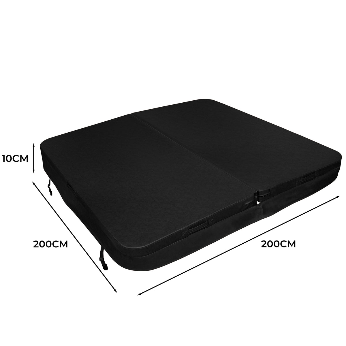 Cobertura preta para jacuzzi, 2m x 2m, com textura suave e resistente, ideal para proteção e isolamento térmico