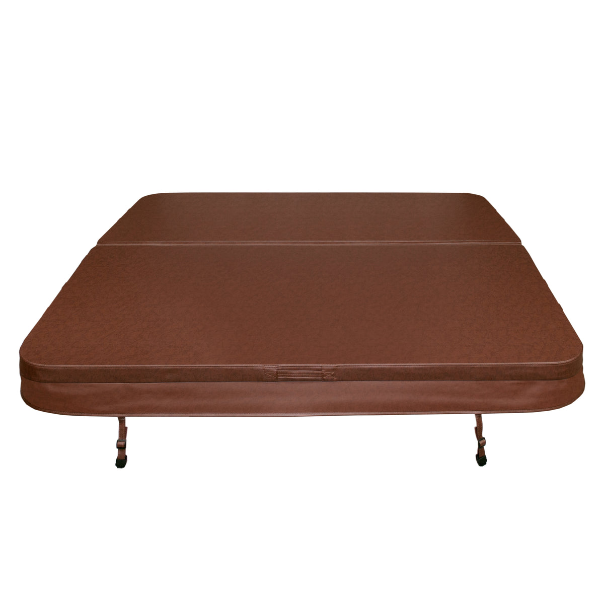 Cobertura castanha para jacuzzi, 2,1m x 2,1m, com superfície lisa e resistente, ideal para proteção e isolamento térmico