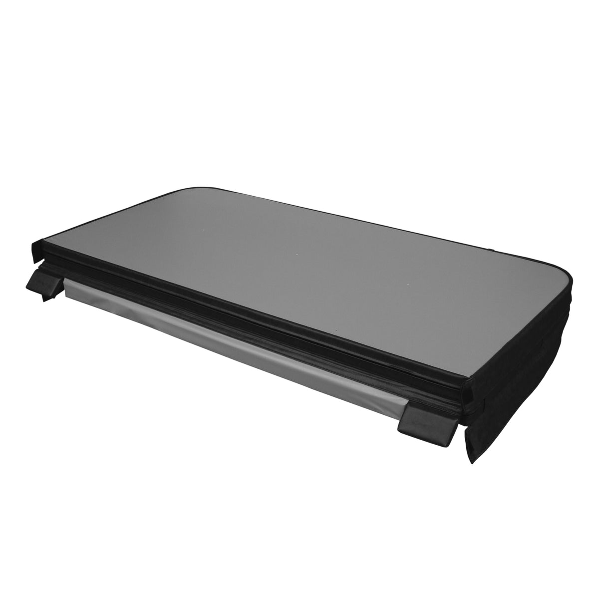 Cobertura preta para jacuzzi, 2,1m x 2,1m, com superfície lisa e bordas reforçadas, ideal para proteção e isolamento térmico