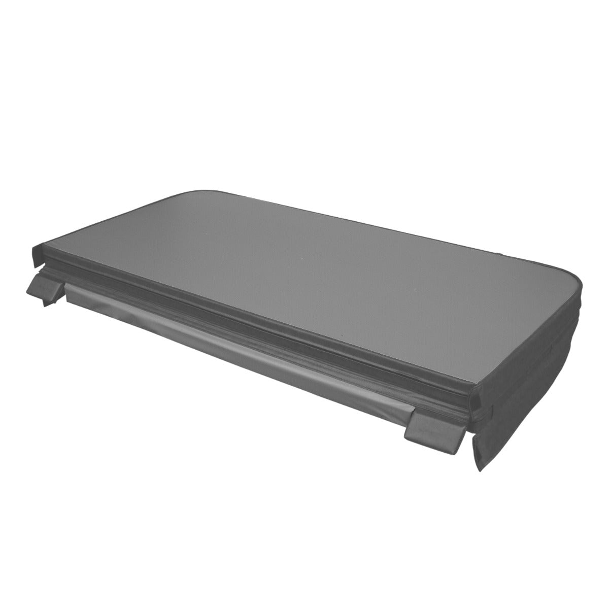 Cobertura cinza para jacuzzi, 2,1m x 2,1m, com superfície lisa e bordas reforçadas, ideal para proteção e isolamento térmico