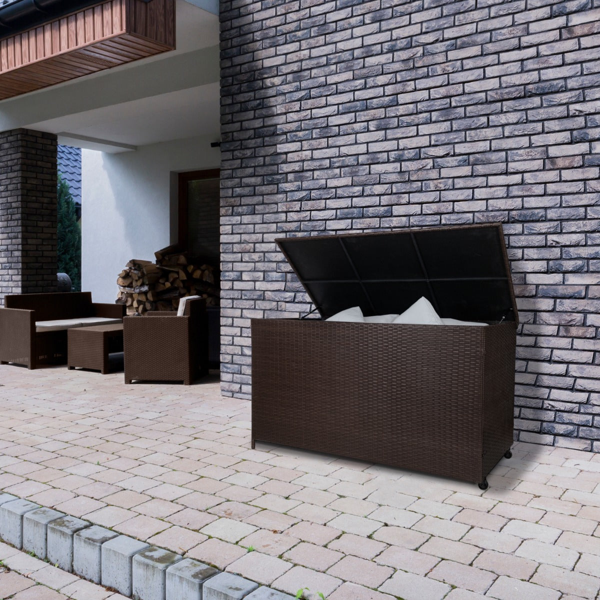 Caixa de armazenamento externa em rattan - marrom