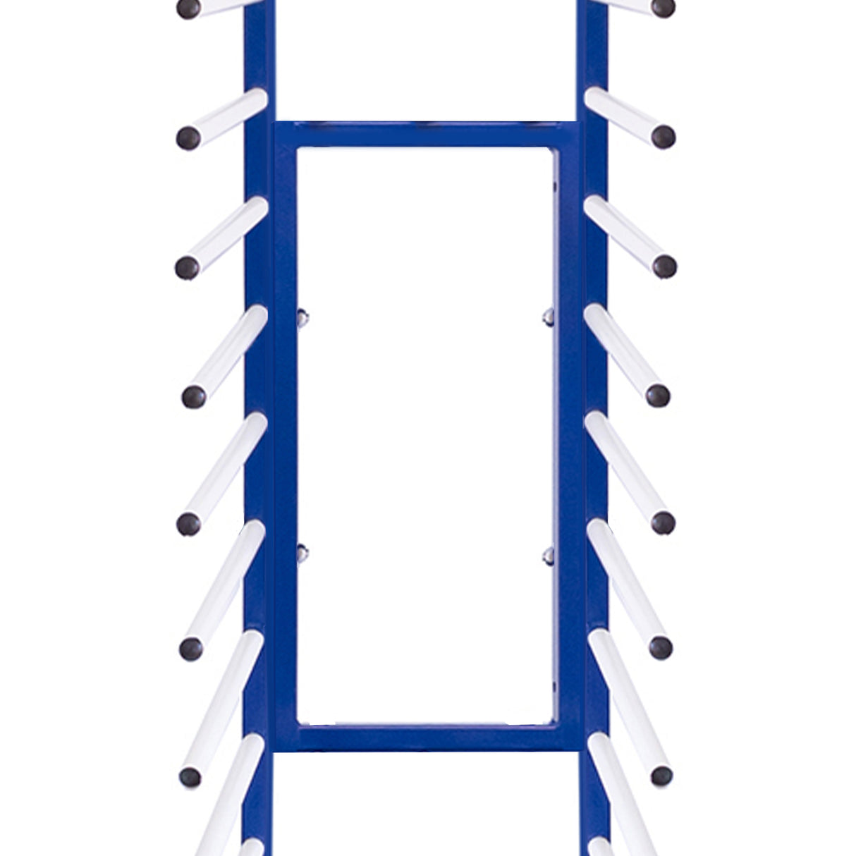 Conector de 2 vias azul para carrinho de secagem, com tubos brancos e acabamentos emborrachados, ideal para separação eficiente