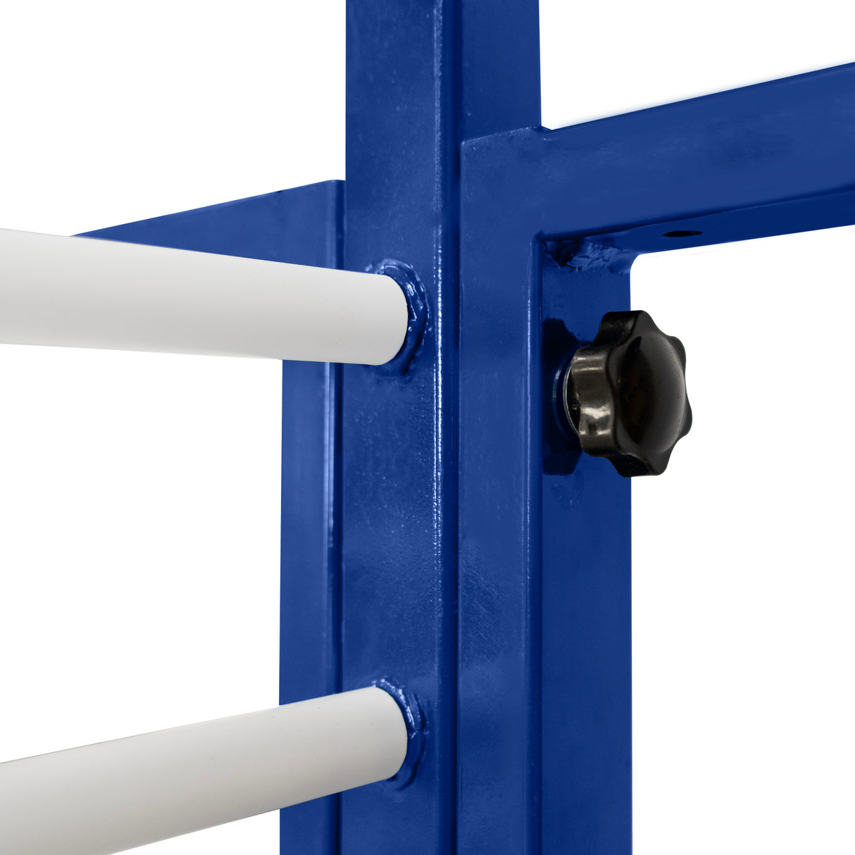 Carrinho combinado em azul com tubos brancos, ideal para secagem por pulverização, destacando conectores robustos e acabamento resistente