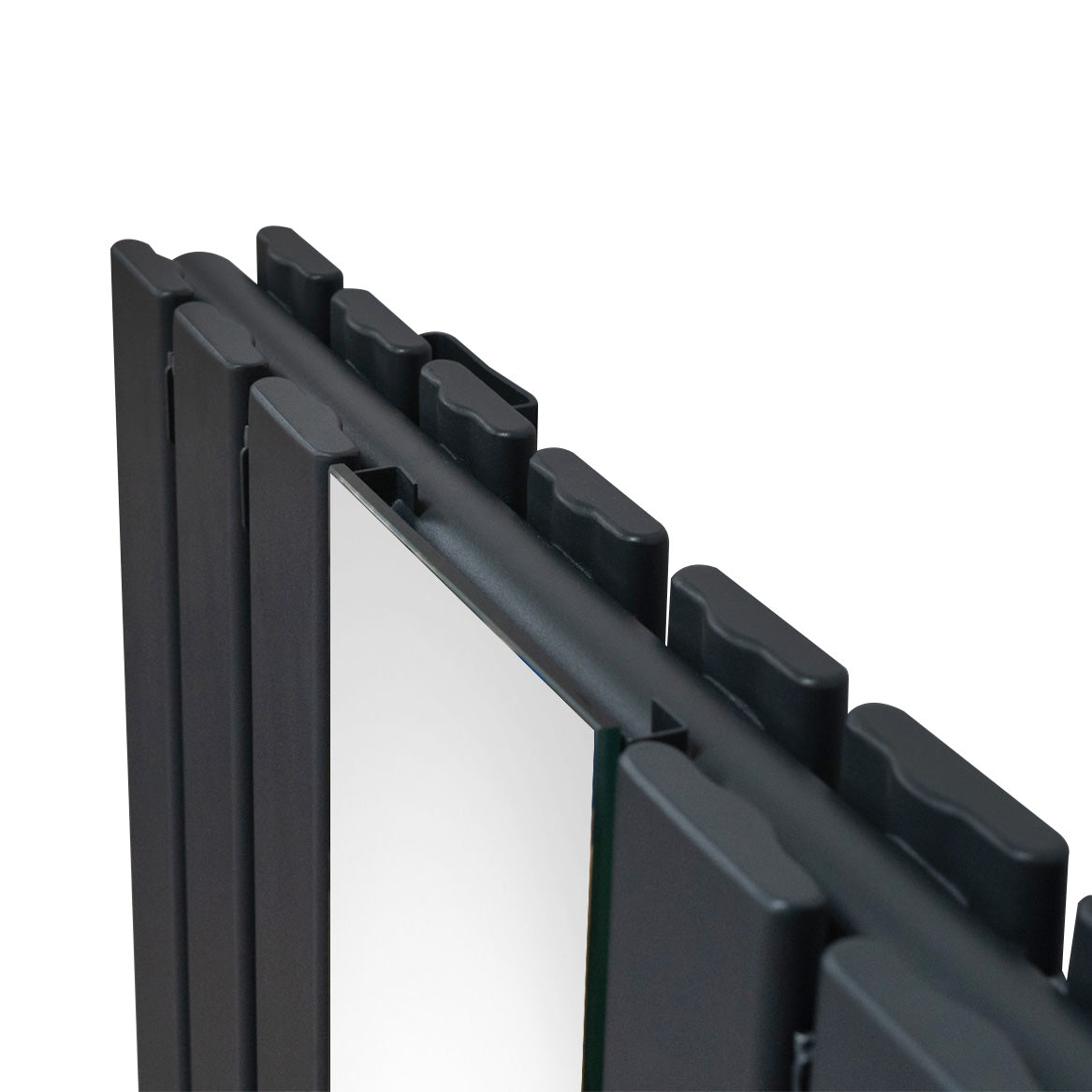 Radiador de espelho plano cinza antracite, 1800 mm x 425 mm, com acabamento liso e bordas retas, ideal para ambientes modernos
