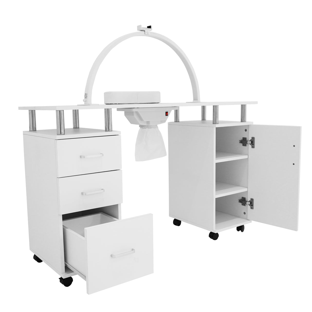 Mesa de manicure profissional com lâmpada LED em forma de meia-lua