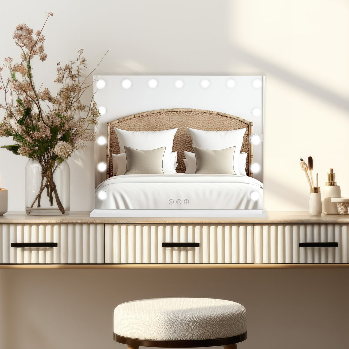 Espelho HOLLYWOOD 58 x 46cm com Luz LED & Alto-Falante Bluetooth