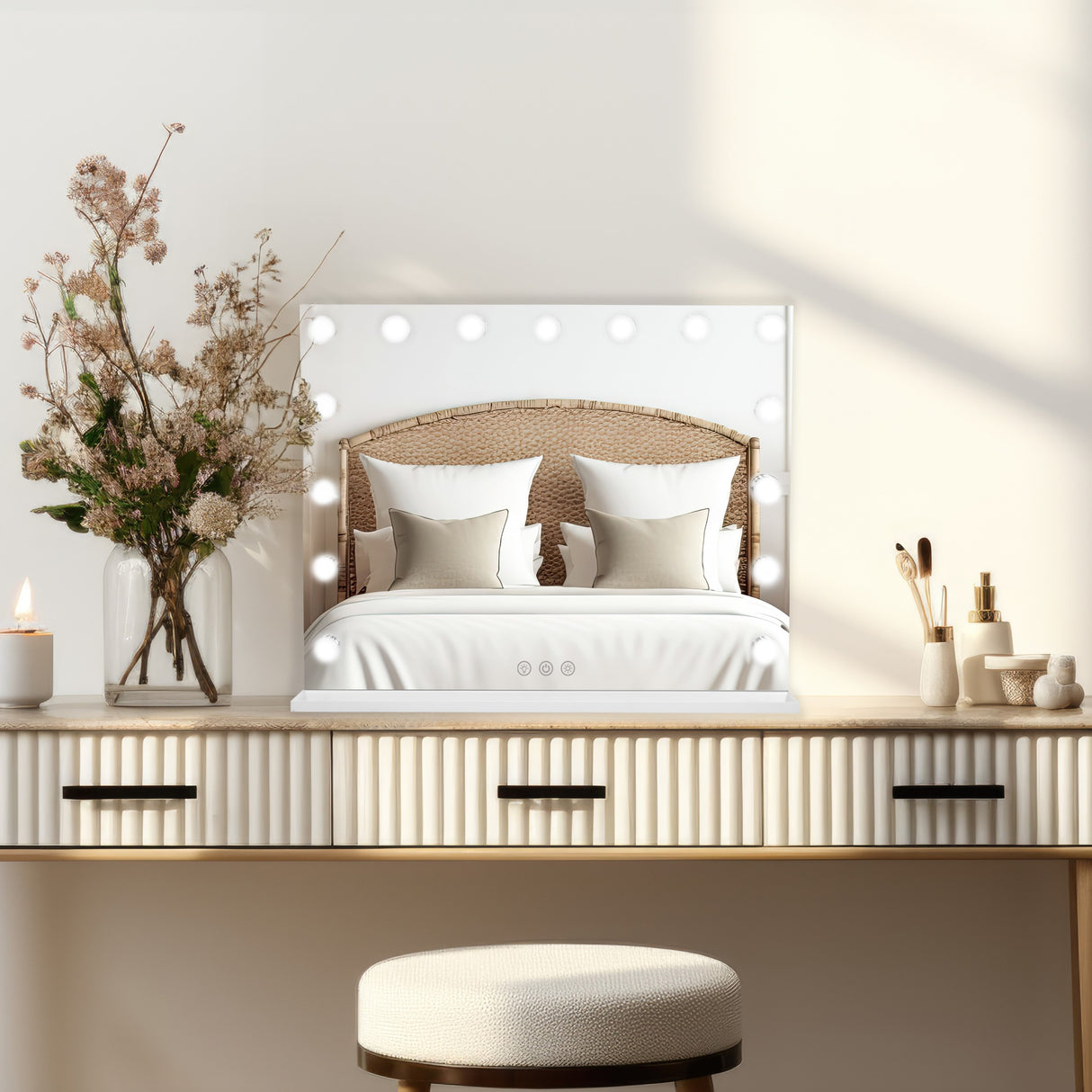 Espelho HOLLYWOOD 58 x 46cm com Luz LED & Alto-Falante Bluetooth