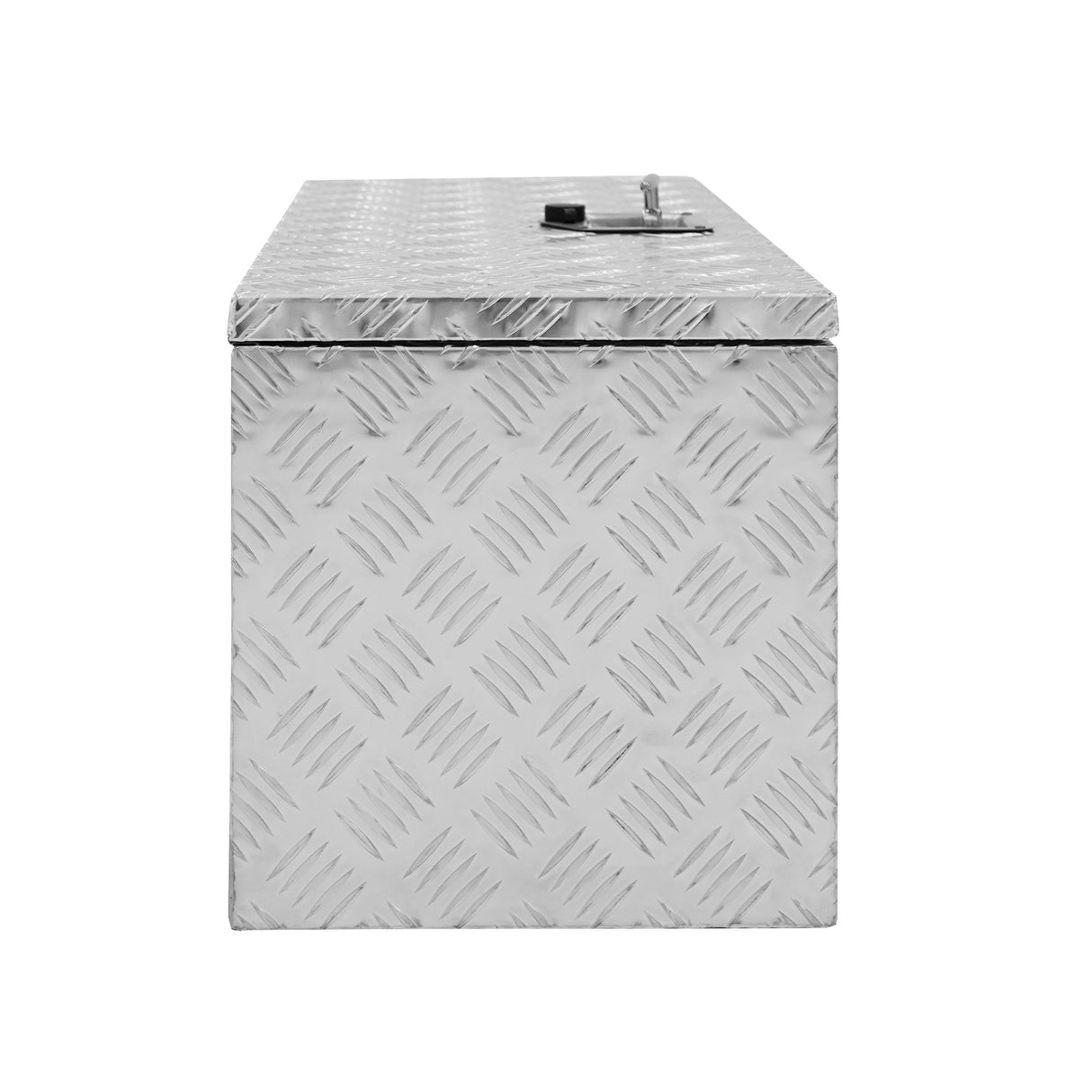 Caixa de ferramentas de alumínio 102L, extra grande, com textura de diamante, acabamento prateado e fecho na parte superior