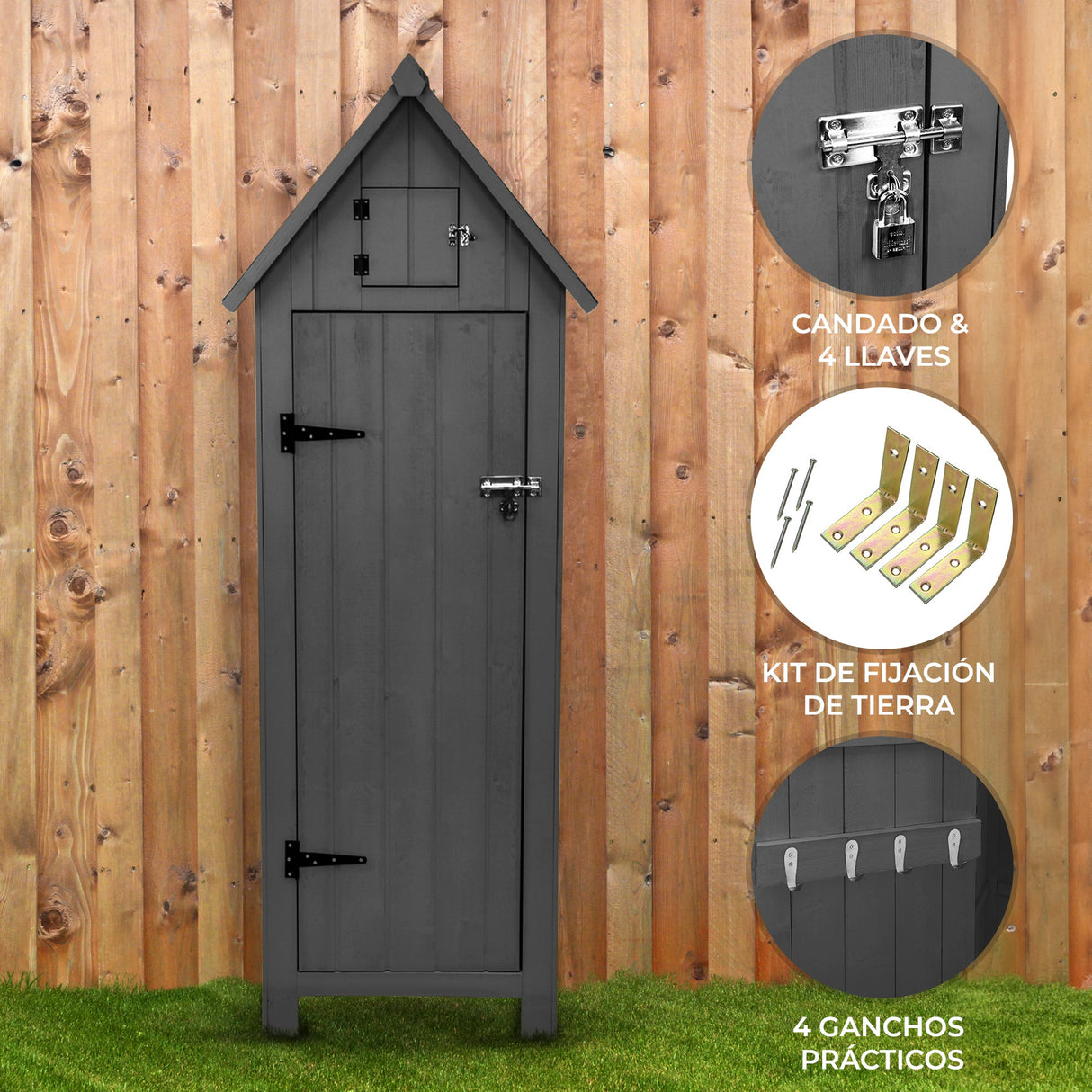 Abrigo de jardim em madeira - cinza