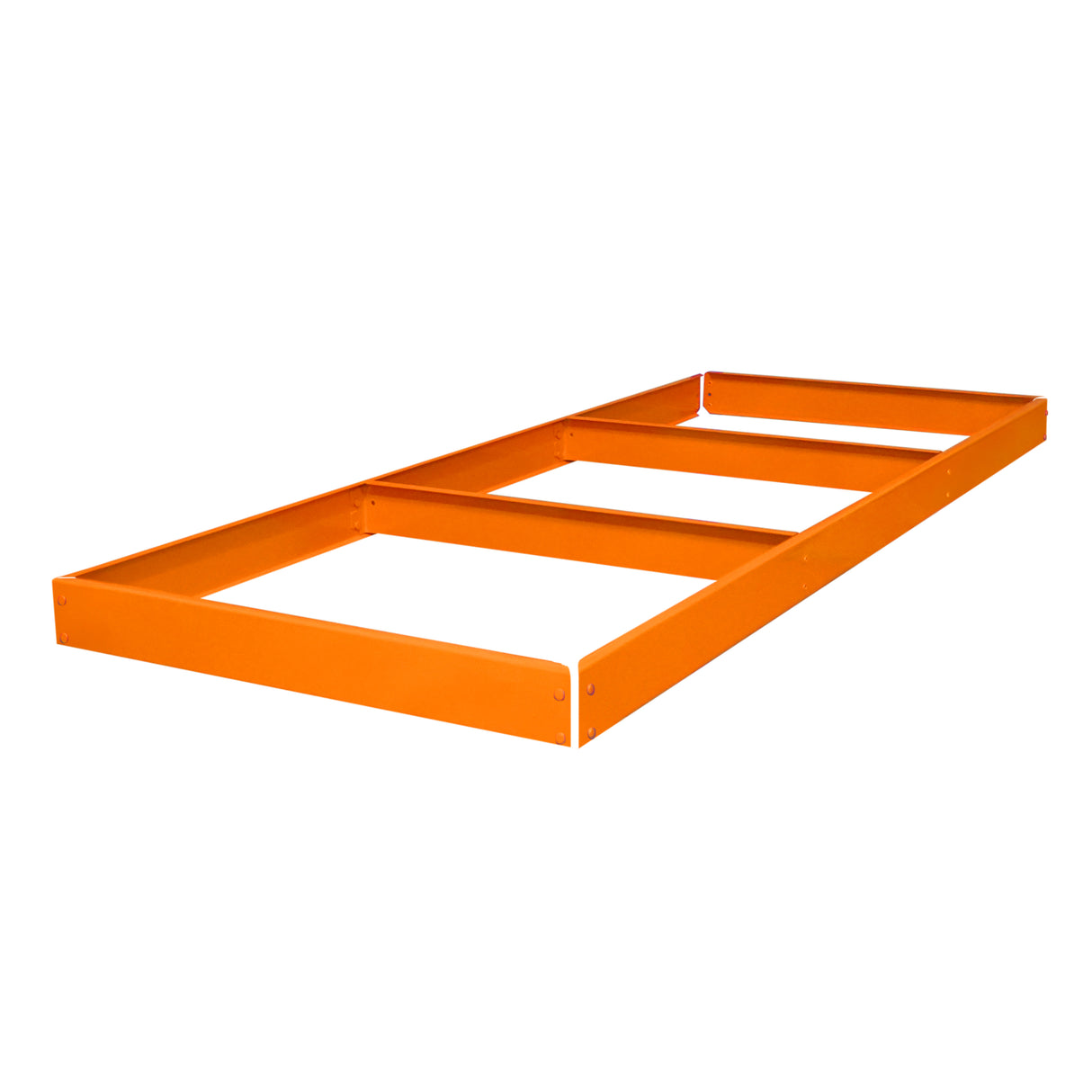 Prateleira adicional S-Rax em metal laranja, medindo 150 cm x 60 cm, com estrutura robusta e design funcional para organização de bancada