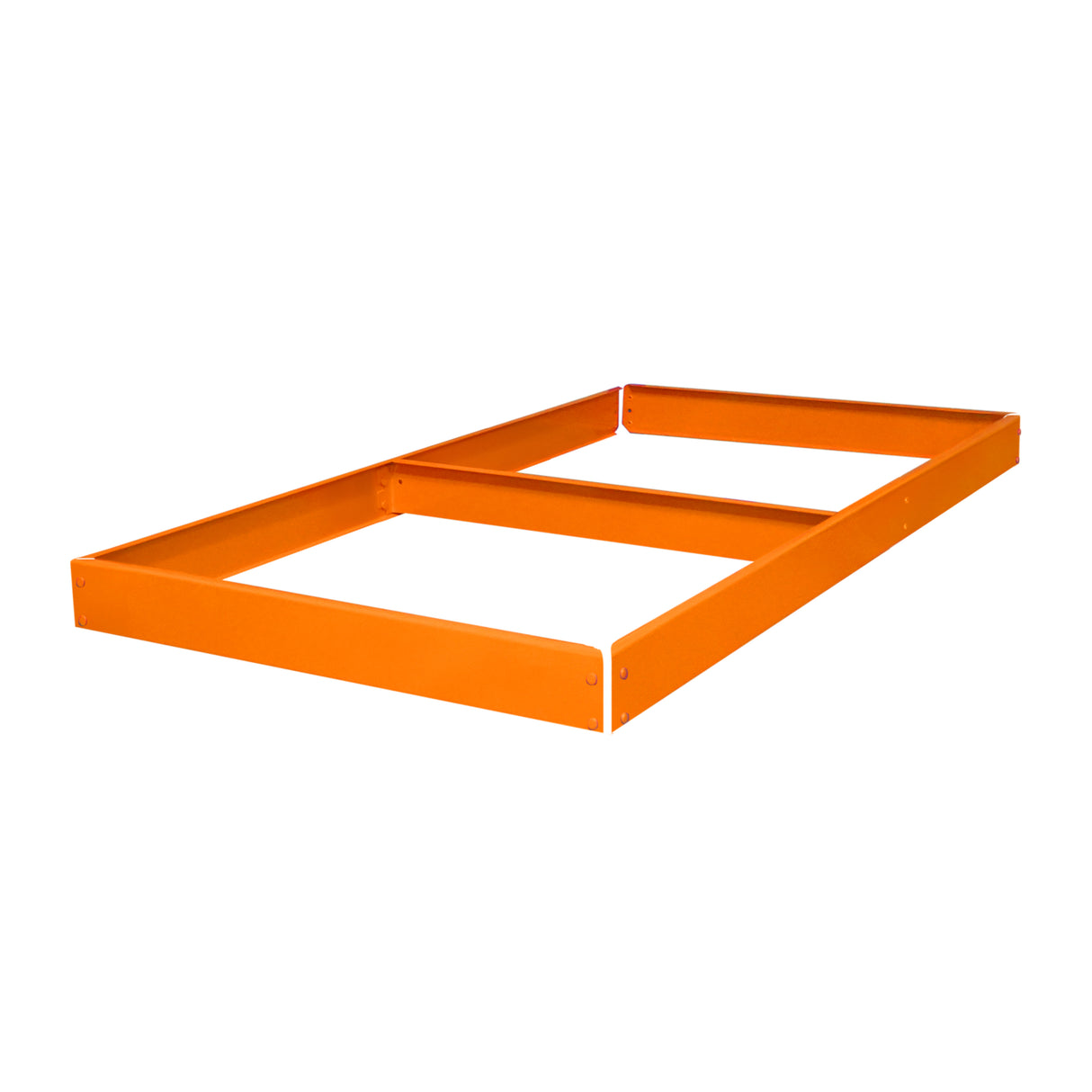 Prateleira adicional S-Rax em metal laranja, medindo 120 cm x 60 cm, com estrutura robusta e design funcional para organização de espaços