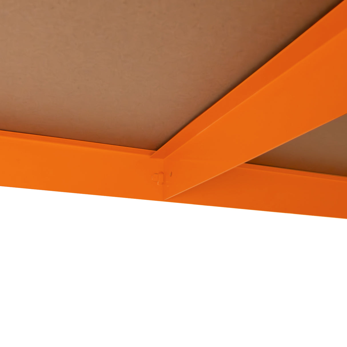 Prateleira adicional S-Rax de 120 cm x 60 cm com estrutura laranja vibrante e superfície lisa, ideal para organização e armazenamento