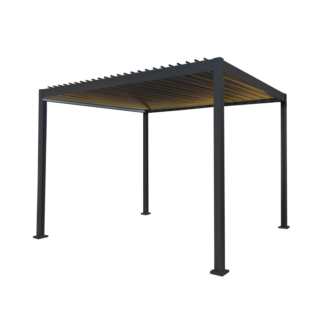 Pérgola de alumínio antracite com luzes LED - 3m x 3m