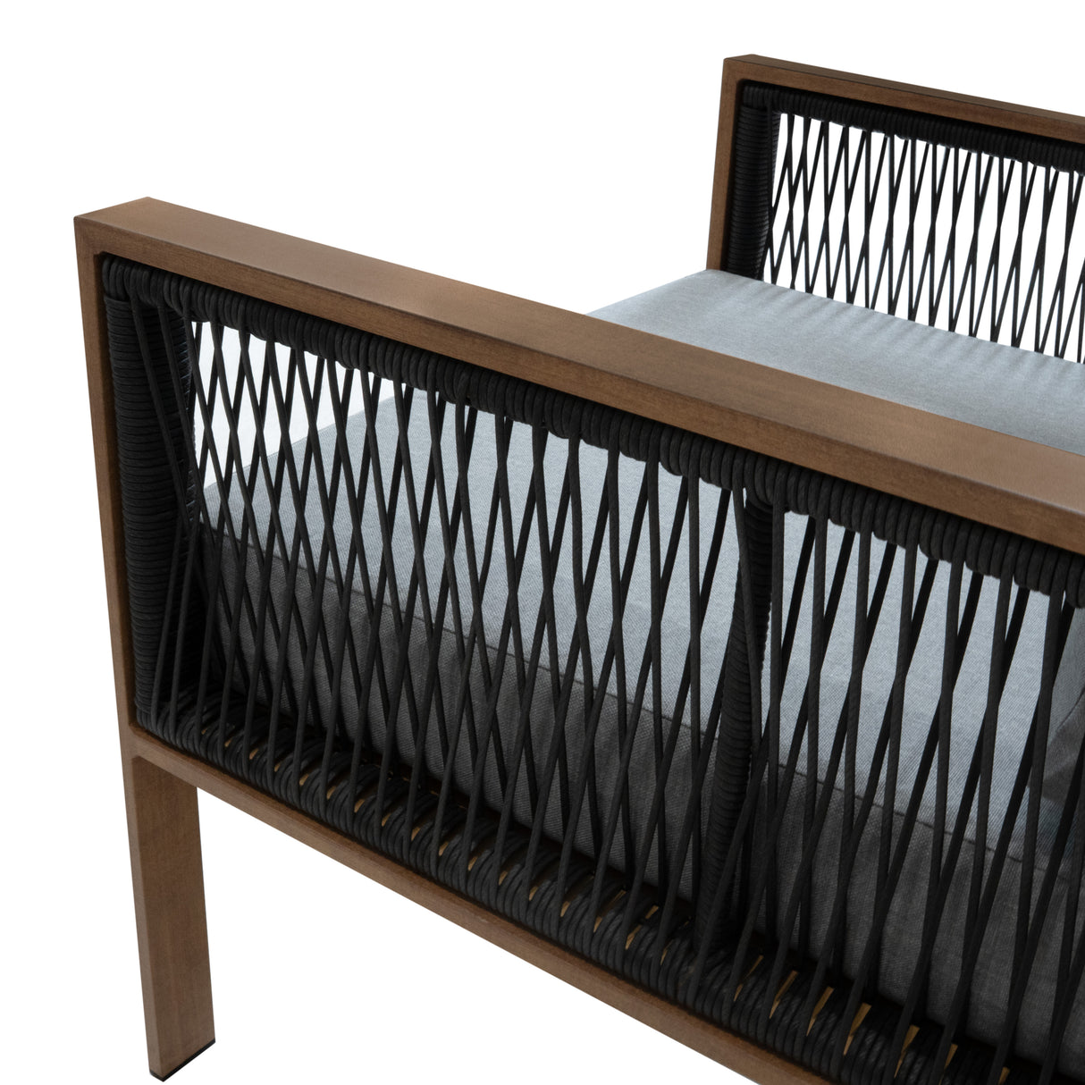 Conjunto de jardim de alumínio - 5 lugares (4 peças) | Efeito madeira