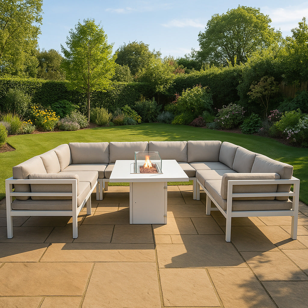 Conjunto de Móveis de Jardim Branco com Lareira