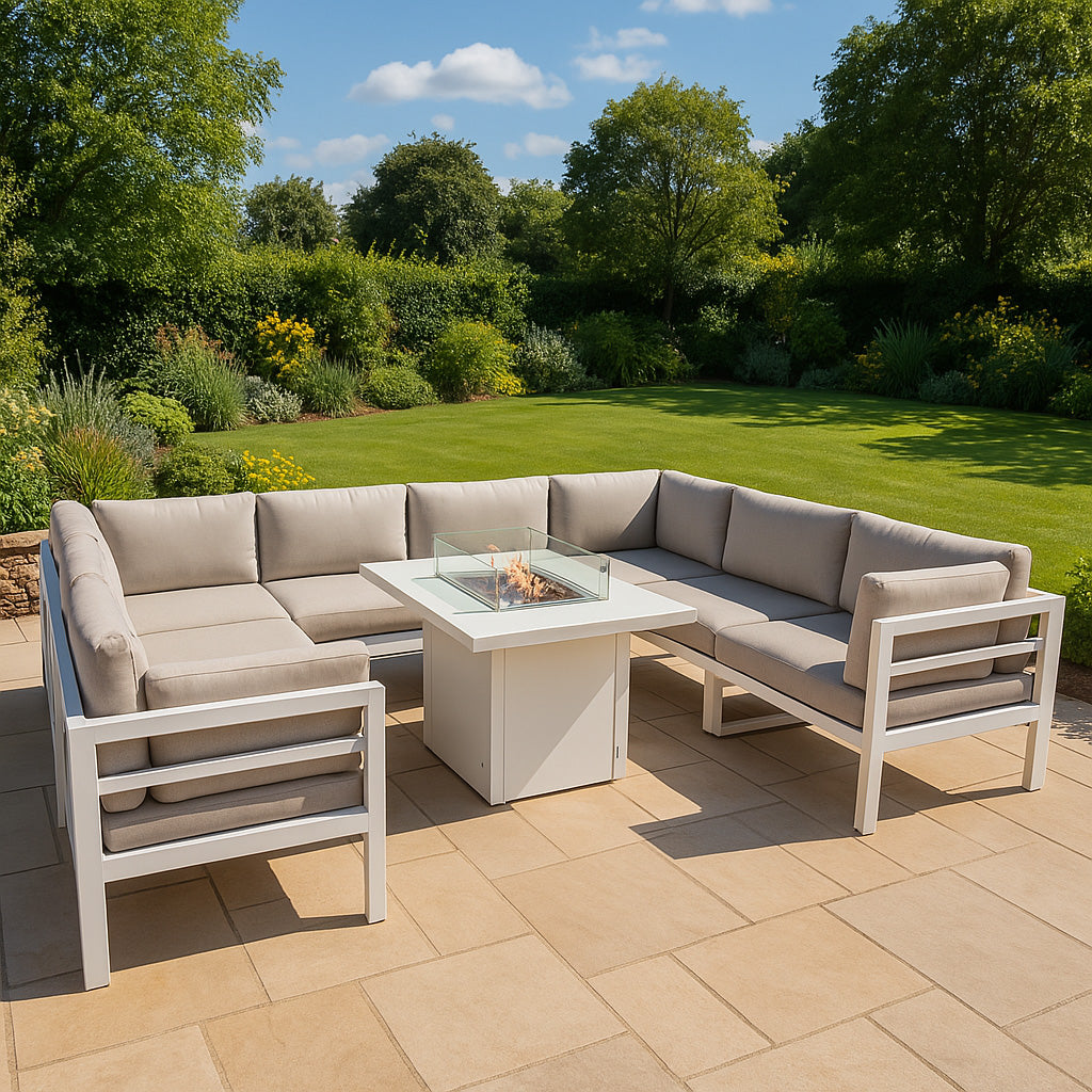 Conjunto de Móveis de Jardim Branco com Lareira