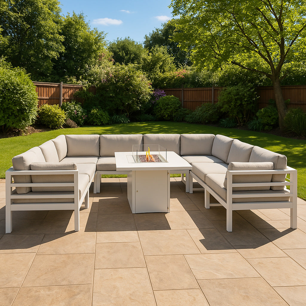 Conjunto de Móveis de Jardim Branco com Lareira