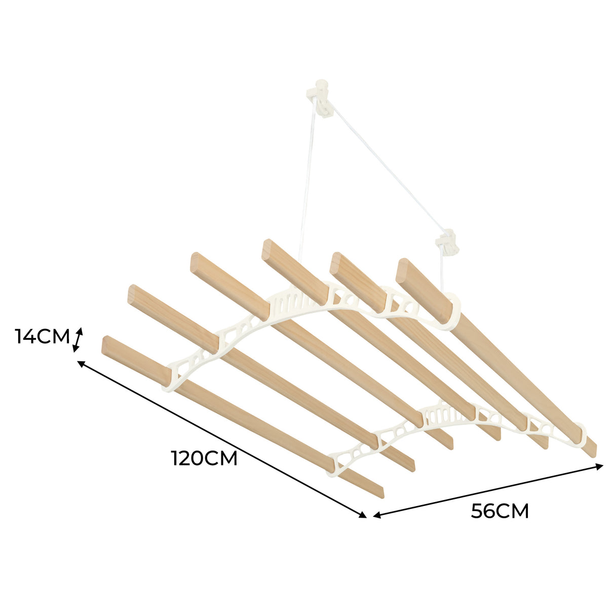 Varal de teto com polia para roupas - Marfim - 1,2 m