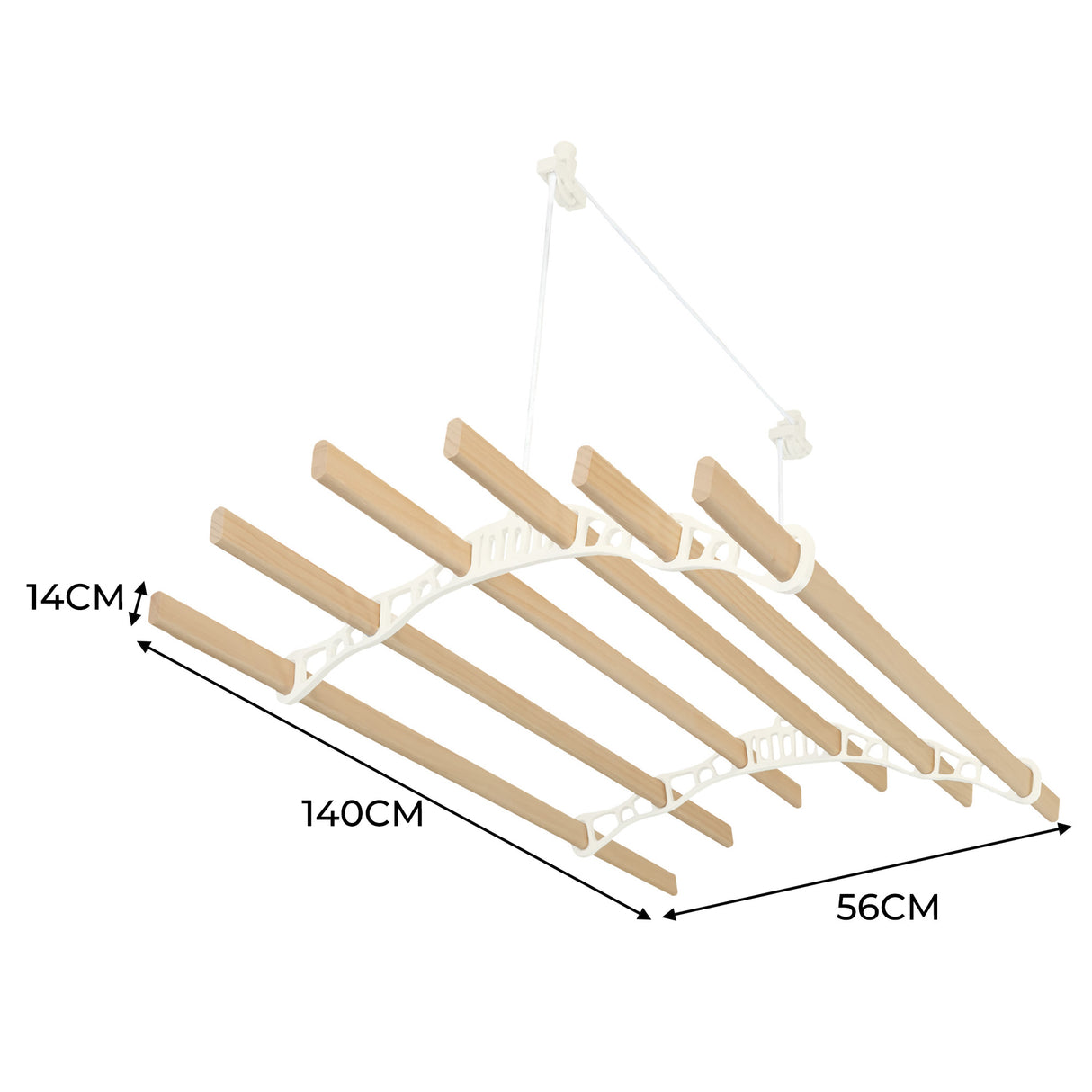 Varal de teto com polia para roupas - Marfim - 1,4 m