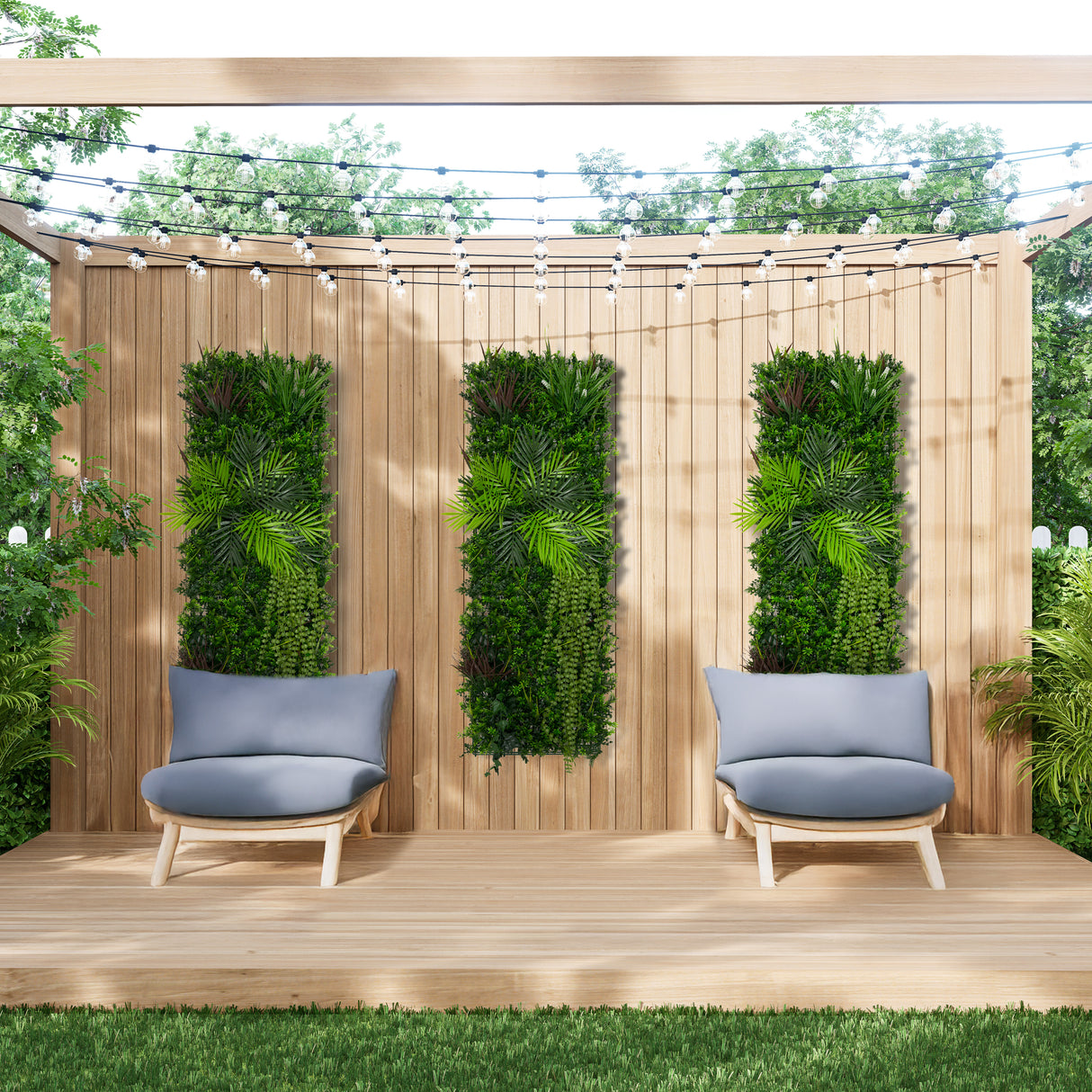 Painel de Parede de Jardim Vertical Artificial Alina - 50cm x 150cm (conjunto de 2 unidades)