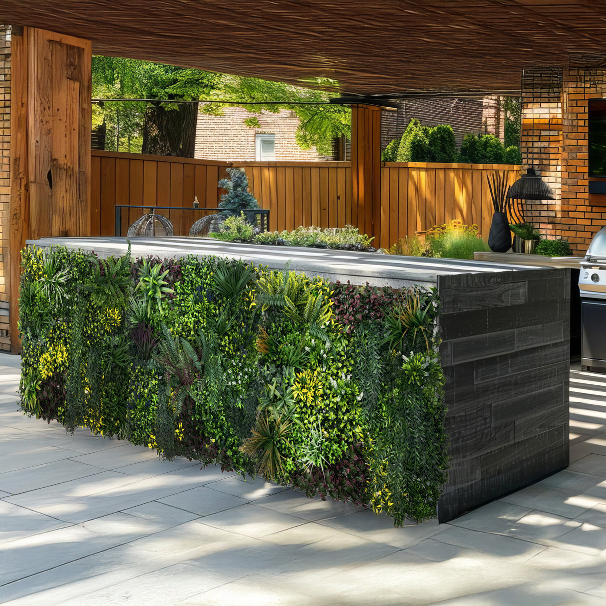 Painel de Parede de Jardim Vertical Artificial Cassia - 100cm x 100cm (conjunto de 3 unidades)